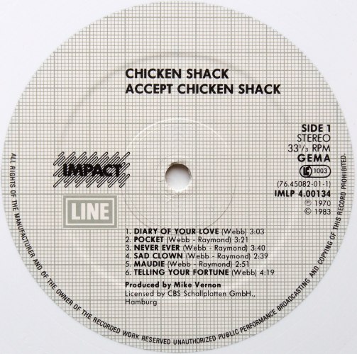 Chicken Shack / Accept Chicken Shack (Germany White Disc Re-issue)β
