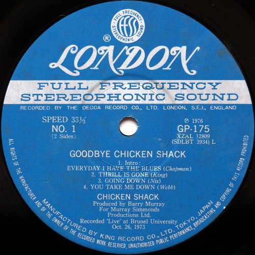 Chicken Shack featuring Stan Webb / Goodbye Chicken Shack β
