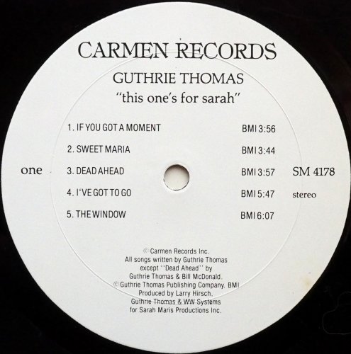 Guthrie Thomas / This One's For Sarah (Carmen 1st Issue In Shrink!)β
