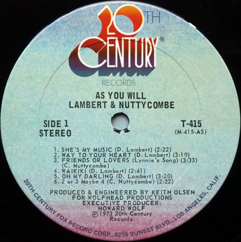 Lambert And Nuttycombe / As You Will (Inshrink)β