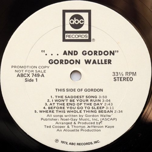 Gordon Waller / ...and Gordon (White Label Promo)β
