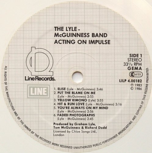Lyle McGuinness Band / Acting On Impulse (Germany 2nd Issue White Wax)β
