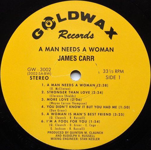 James Carr / A Man Needs A Woman  (Re-issue)β