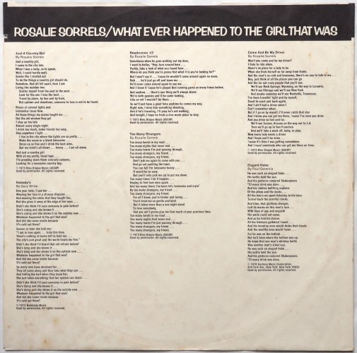 Rosalie Sorrels / What Ever Happened To The Girl That Was (White Label Promo)β
