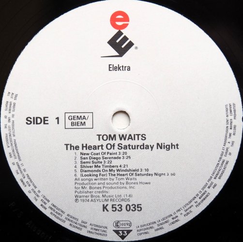 Tom Waits / The Heart Of Saturday Night (Euro/Germany Later)β