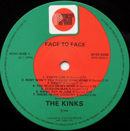 Kinks / Face To Face (JP 80s )β