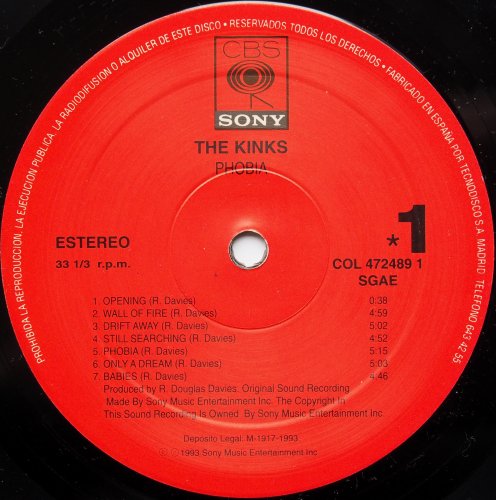 Kinks / Phobia (Ultra Rare Spain Analog LP!!!)の画像