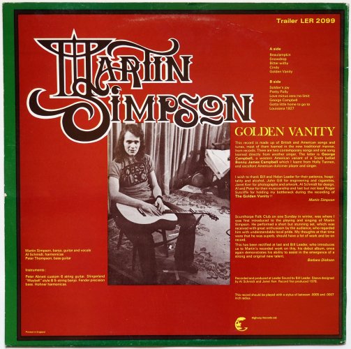 Martin Simpson / Golden Vanity (UK Later Issue)β