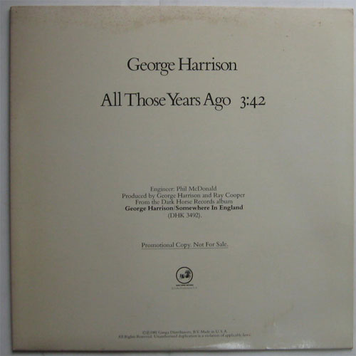 George Harrison / All Those Years Ago (12inch)(Promo)β