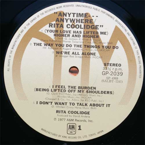 Rita Coolidge / Anytime Anywhere (JP)β
