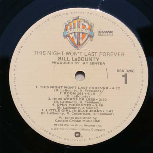 Bill LaBounty / This Night Won't Last Foreverβ
