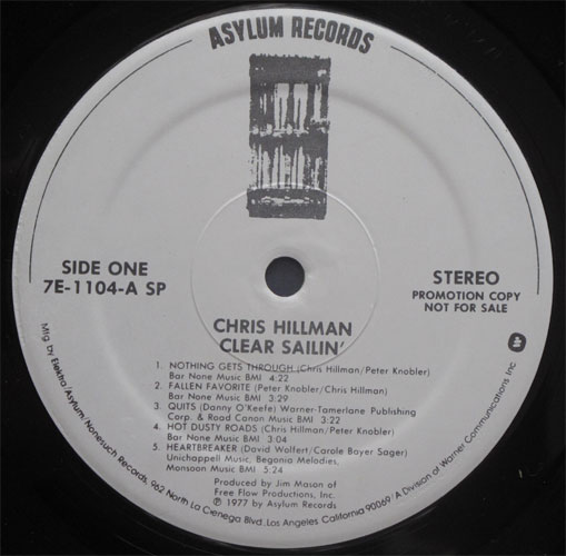 Chris Hillman / Clear Sailin' (Rare White Label Promo)β