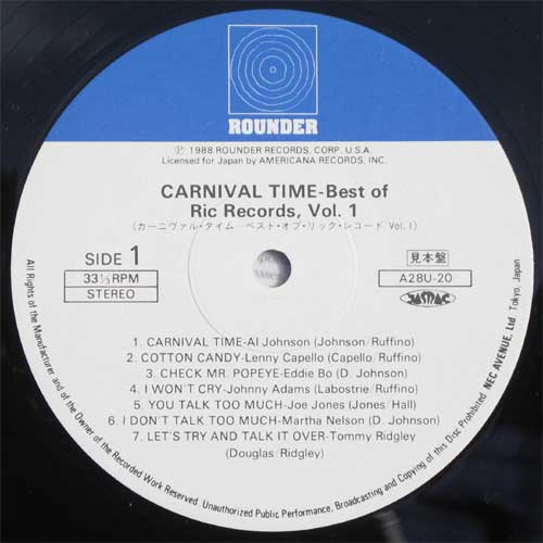 V.A. / Carnival Time Best Of Ric Records Volume Oneβ