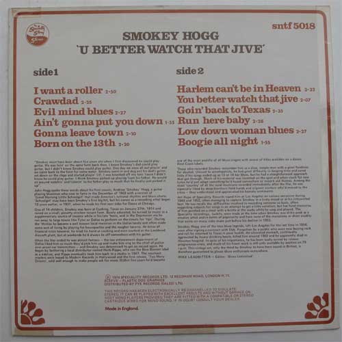 Smoky Hogg /'U Better Watch That Jive'β