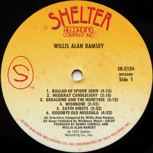 Willis Alan Ramsey / Willis Alan Ramsey (Shelter Later Issue)β