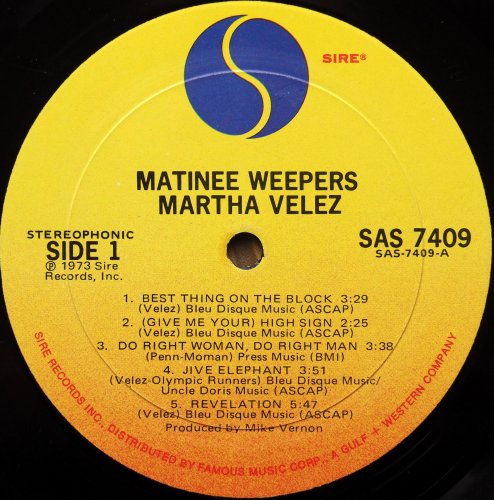 Martha Velez / Matinee Weepersβ
