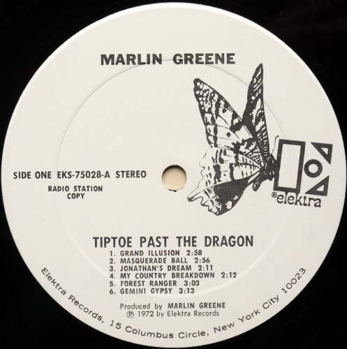 Marlin Greene / Tiptoe Past The Dragon (White Label Promo w/Promo Sheet)β