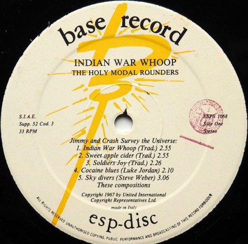 Holy Modal Rounders / Indian War Whoop (Italy Reissue)β