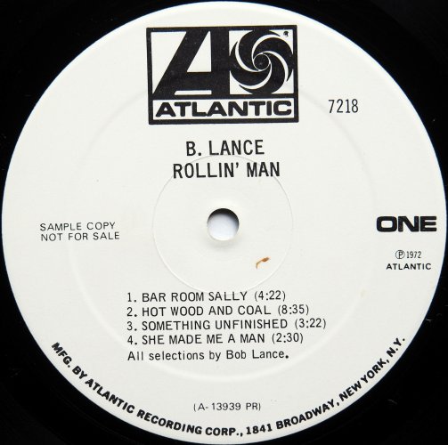 B. Lance (Bobby Lance) / Rollin' Man (White Label Promo)β