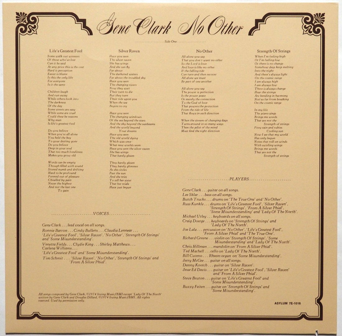 Gene Clark / No Other (US Early Issue w/Poster)β