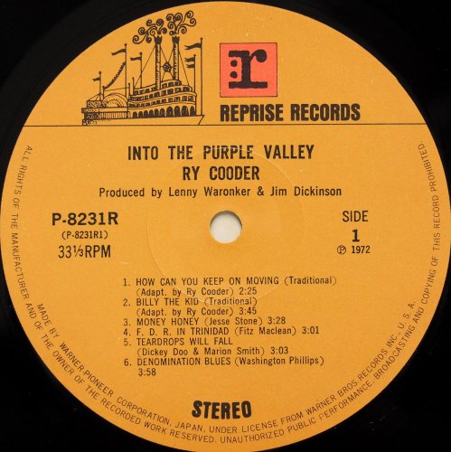 Ry Cooder / Into The Purple Valley (JP Early Issue )β
