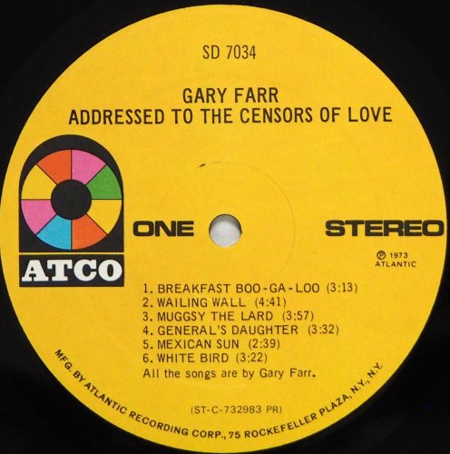 Gary Farr / Addressed To The Censors Of Loveβ